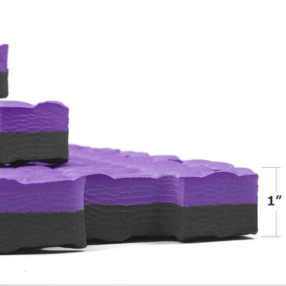 1" Extra Thick 48 sq ft Reversible EVA Gym Foam Floor Mat Tiles (24" x 24"), Steel Pattern, 12 pcs, Black/Purple