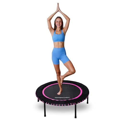 Leaps and Rebounds Fitness Trampoline, 40-inch or 48-inch |Adults and Kids Rebounder for Indoor and Outdoor, Up to 270 lbs Low Impact Cardio and Easy Home Workout - color: Pink, size: 48