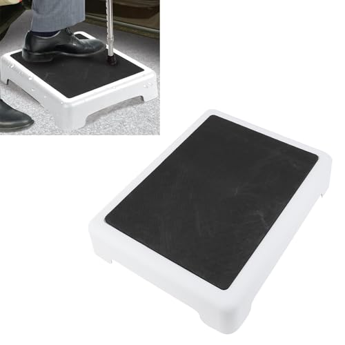 Short Step Stool,Bath Shower Step Stool,Non Slip Step Platform,Portable Step Riser with Anti Slip Mat,for Car, Bed, Door, Stair, Bathroom, White Gray