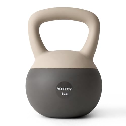 YOTTOY Soft Kettlebell, Set for Strength Training Kettlebells & Home Workouts, Soft-Sided Cushioned Base, Wide-Handle - Ideal for Men, Women, & Beginners - color: 6LB-White