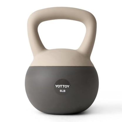 YOTTOY Soft Kettlebell, Set for Strength Training Kettlebells & Home Workouts, Soft-Sided Cushioned Base, Wide-Handle - Ideal for Men, Women, & Beginners - color: 6LB-White