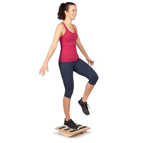 OPTP Original Wooden Uniplane Rocker Board - Professional Quality Balance Board and Stability Trainer - Ideal Ankle Strengthener Rehabilitation Tool