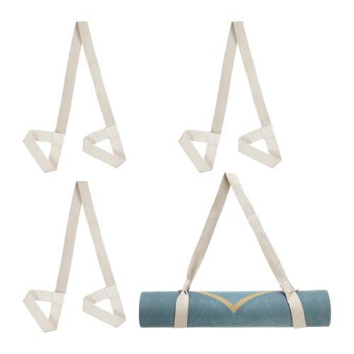 PATIKIL Yoga Mat Strap, Adjustable Yoga Mat Carrier Straps Sling Cotton Anti Slip Mat Holder Stretching Band - color: White