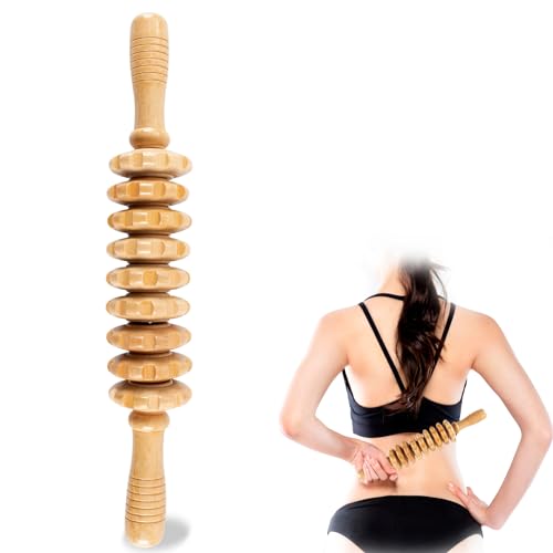 Wood Therapy Massage Tools,Wooden Massager Stick Roller Lymphatic Drainage Tool,Maderoterapia Kit Self Massage Roller Tool for Cellulite Reduction,Muscle Tension and Body Shaping,Contouring