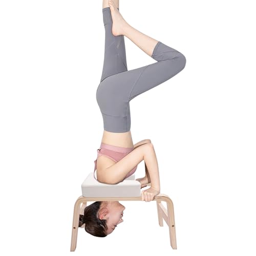 Headstand Bench ,Yoga Headstand Bench for Beginners , Feet Up Trainer Headstand Stool,Inversion Bench,Yoga Chair with Comfort Cushion ,Safe Shoulder Stand & Handstand Tool ,440lb Capacity (White)