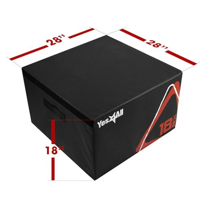 Yes4All Adjustable Soft Plyo Box, Jumping Trainer - For Plyometric Exercises and Conditioning, Multiple Height Variations - color: C. Black - 18"