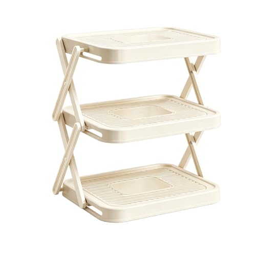 Multi-layer Preparation Tray – 3 Levels Foldable Space-Saving Food Stand | for Cooking Fondue and Barbecue Cooking Utensils Ingredients Sauces Dishes and Countertop