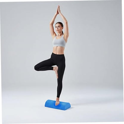 Half Foam Roller for Back and Muscle, Blue Eva Foam Roller with Flat & Round Sides for Stability and Tissue Massage, 30cm Yoga Balance - Half
