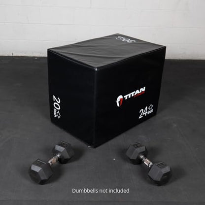 Titan Fitness 3-in-1 Soft Foam Plyometric Box, 20" x 24" x 30", Dense Foam Core with Soft Foam Padding, Plyometric Workouts