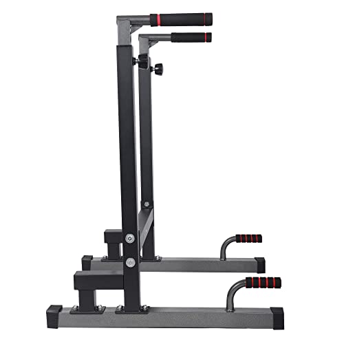 BalanceFrom Steel Frame Dip Station with Adjustable Height, 500 Pound Weight Capacity – Upper Body Workout Home Gym Equipment for Triceps, Push & Pull Ups, Leg Raises, and Bench Press - color: Black