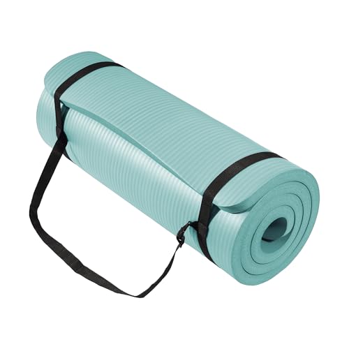Fitvids 1 Inch Thick Yoga Mat 71x24 Inch - Non Slip Workout Mat with Carry Strap, Multiple Colors - Versatile Exercise Mat for Home, Gym, Pilates, Meditation - For All Skill Levels - color: Aqua