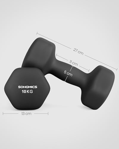 SONGMICS Dumbbells Set of 2 Dumbbells Set Dumbbells Hexagon Neoprene Coating Strength Training Workout Fitness Training Home