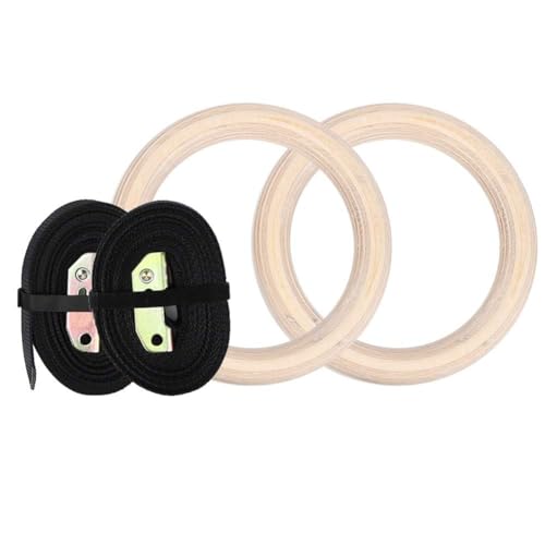 Adjustable Birch Gym Rings Set, Strength Training Equipment, for Children, Indoor/Outdoor Swing
