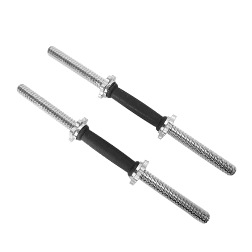 Threaded Dumbbell Rubber/Chrome Handles 1 Inch Pair, Adjustable Dumbbell Bar Handles, Fits Standard Weight Plates with 1” Diameter, for Gym Workouts, Exercise, Weightlifting, Sold in Pair - color: Rubber Handgrips, size: 19.5 Inch