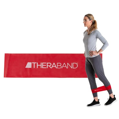 THERABAND Resistance Band Loop, Professional Latex Mini Band for Lower Pilates, Crossfit, Yoga, Stretching, Physical Therapy, Strength Training without Weights, 12 Inch, Red, Medium, Beginner Level 2 - color: Red - Medium, size: 12 Inch