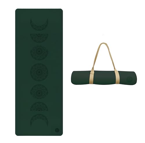 4.5mm Non Slip Yoga Mat with Strap, PU Top & Rubber Base Exercise Mat for Yoga, Pilates, Hot Yoga, Fitness, Stretching & Home Workout