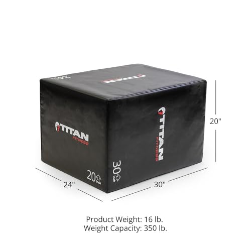 Titan Fitness Soft Foam Plyometric Jump Box, 20in 24in 30in, Pro-Duty Foam Plyo Box, Step Up Exercise Platform, Box Squat, Step-Up, Box Jumps for Home Garage Gym Training