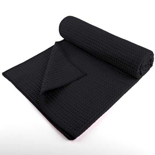 HOMEXCEL Hot Yoga Towels 2 Pack, (26.5" x 72") Non-Slip & Ultra-Absorbent Microfiber Yoga Mat Towels for Hot Yoga, Pilates, Exercise, Fitness, Bikram and Workout, Black - color: Black