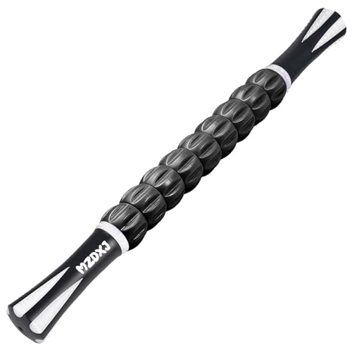 Muscle Roller Massage Roller Stick- Deep Tissue Fascia Blaster for Myofascial Pain Relief, Lymphatic Drainage & Body Sculpting, Handheld Physical Therapy & Recovery Tool (White black-18 inch) - color: White Black
