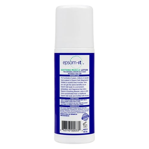 Epsom-It Soothing Muscle Lotion - Roll On Epsom Salt Lotion with Arnica for Muscle Stiffness, Leg, Knees and Feet Discomfort, Topical Magnesium Cream, 3oz