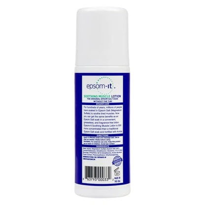 Epsom-It Soothing Muscle Lotion - Roll On Epsom Salt Lotion with Arnica for Muscle Stiffness, Leg, Knees and Feet Discomfort, Topical Magnesium Cream, 3oz