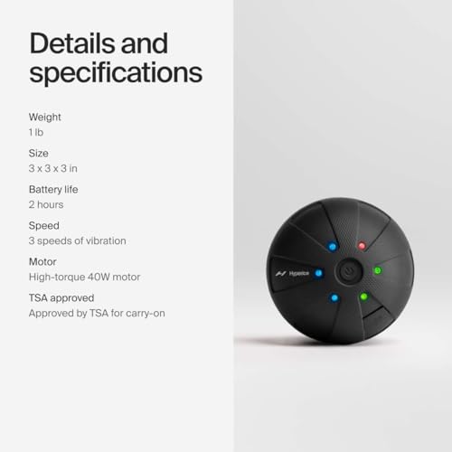 Hyperice Hypersphere Go - Vibrating Massage Ball for Muscle Recovery, Myofascial Release and Soreness Relief - Portable Fitness Massager, Perfect for use at the Gym, or at Home