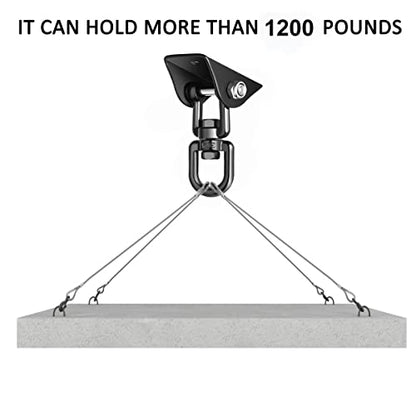 Porch Swing Hanging Kit, 360°Rotating 1200 lb Capacity Hanger for Porch Swing, Hammocks, Swing Chair (2 Pack)