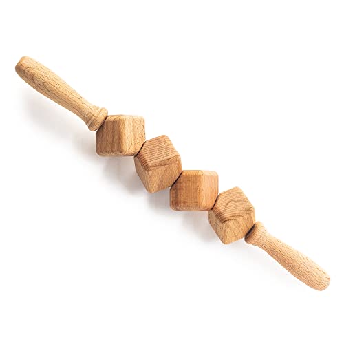 tuuli Accessories - Dice Wooden Massage Roller for Waist and Thigh, Multi-Functional Body Roller for Cellulite and Muscle Tension, Natural Massager for Women and Men