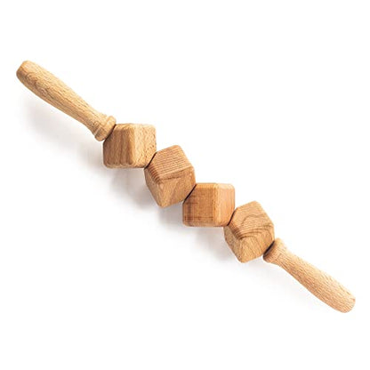 tuuli Accessories - Dice Wooden Massage Roller for Waist and Thigh, Multi-Functional Body Roller for Cellulite and Muscle Tension, Natural Massager for Women and Men