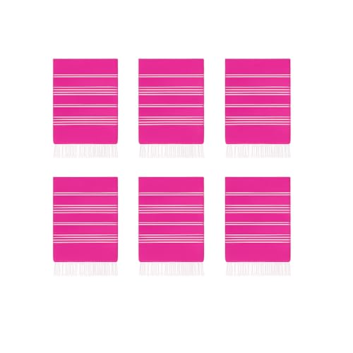 HAVLULAND Turkish Beach Towel Set of 6 Oversized 72x40 100% Turkish Cotton - color: Fuchsia, size: 6 Pack