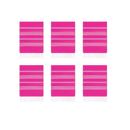 HAVLULAND Turkish Beach Towel Set of 6 Oversized 72x40 100% Turkish Cotton - color: Fuchsia, size: 6 Pack