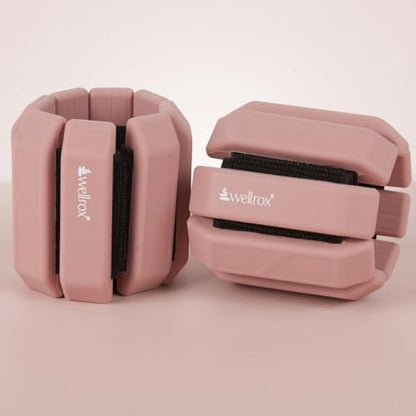 Weighted Bangles – Adjustable Ankle and Wrist Weights for Women & Men – Set of Ankle Weights 2 lbs (1 lb Each Wrist Weight) | Weighted Arm Bands for Pilates, Yoga, Running & Walking - color: Dusty Rose