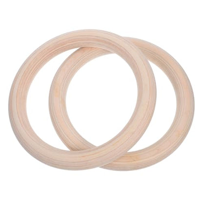 Wooden Gymnastics Rings Set 2pcs with Straps for Upper Body Workout Gear Home Gym Equipment Bodyweight Suspension Trainer Indoor Calisthenics