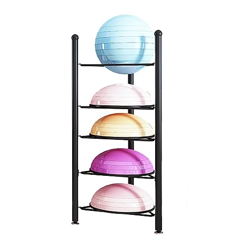 Exercise Half Balance Ball Storage Rack - Home Gym Workout Equipment 3/5/6/7 Tier Floor Stand Storage Organizer for Bosu Slam Bowling Medicine Balls ( Color : Black , Size : 5 layer - 130cm/51.2in )