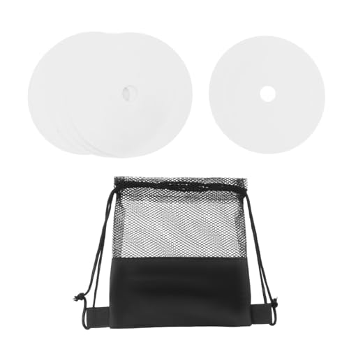 predolo 10Pcs Flat Cones Markers Non Slip with Storage Bag Plates Flat Discs for Soccer Agility Football Speed Sports, White