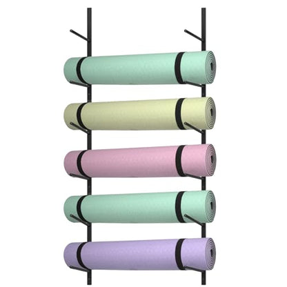 6 Tier Yoga Mat Rack,Yoga Mat Holder Wall Mount,Yoga Mat Storage Rack,Holds 30 lbs for Foam Rollers,Resistance Bands,Home Gym