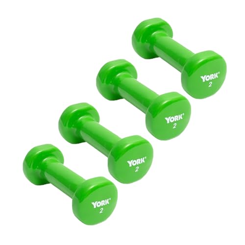 Vinyl Coated Fitbell Dumbbell (1LB to 15LB, Pack of 1, 2, 4) | Durable Anti-Roll Anti-Slip, Multi-Color | Ideal for Arm Rows Squats Chest Presses Bicep Curls Walking Jogging & Yoga - color: Lime - 2 lb, size: Pack of 4