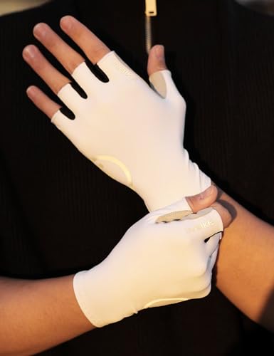 INBIKE Cycling Gloves for Men Women, Breathable Bike Gloves Lightweight Half Finger Biking Glove Mountain Road Bicycle - color: White, size: Medium