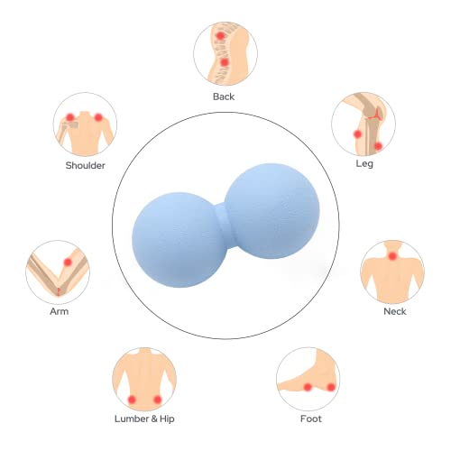 Hard Peanut Massage Ball, Double Lacrosse Massage Ball. Deep Tissue Massage Roller Mobility Ball for Physical Therapy Myofascial Release Muscle Relaxer Acupoint Massage (Blue)