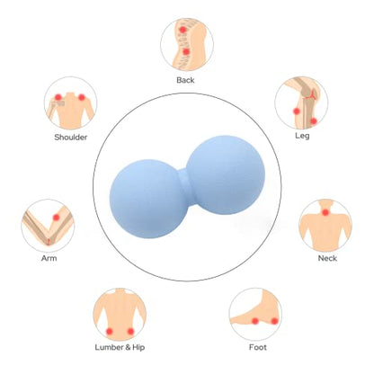 Hard Peanut Massage Ball, Double Lacrosse Massage Ball. Deep Tissue Massage Roller Mobility Ball for Physical Therapy Myofascial Release Muscle Relaxer Acupoint Massage (Blue)
