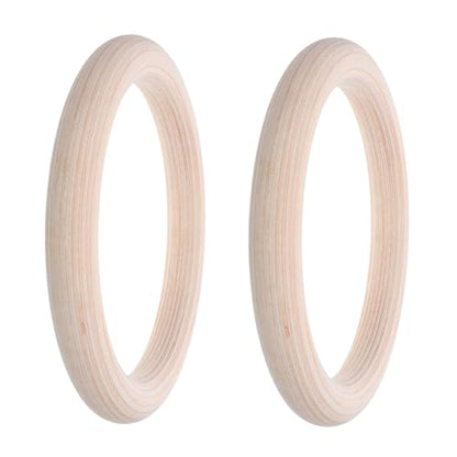 2pcs Wood Gymnastic Rings with Adjustable Straps for Home Gym Fitness – Calisthenics Hanging Rings for Pull and Strength Training