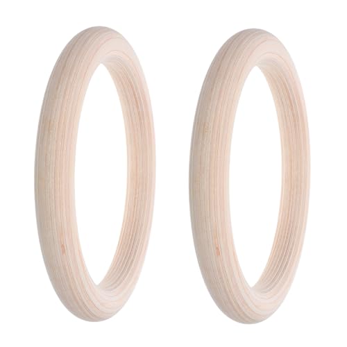 2pcs Wood Gymnastic Rings with Adjustable Straps for Home Gym Fitness – Calisthenics Hanging Rings for Pull and Strength Training