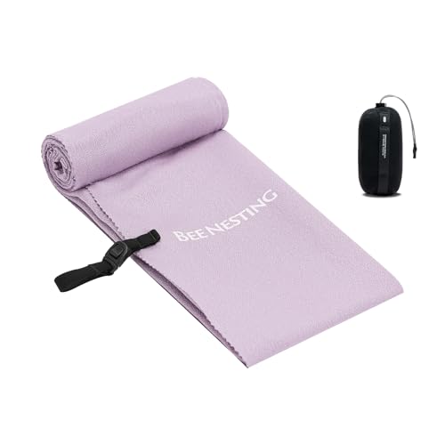 Bee Nesting Ultralight Quick Dry Towels for Backpacking, Microfiber Towel Tavel Accessories for Hiking, Beach, Gym, Swimming, Pocket Sweat Towels(XL Purple - color: Purple, size: X-Large