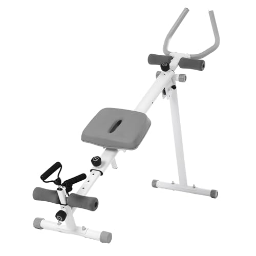 Ab Workout Equipment Abs Trainer, 4 in 1 Workout Machine with Ab Slider Roman Chair Rowing Leg Press, All in One Fitness Equipment for Home Gym Training - color: Grey