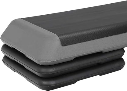 43" Exercise Aerobic Step Platform, Adjustable Fitness Stepper, with 4 Removable Risers for Home Gym Cardio Strength and Training - color: Black