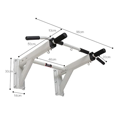 Heavy-Duty Wall-Mounted Horizontal Bar, Safe and Stable Pull-up Bar with Multifunctional Ring, Indoor and Outdoor Strength Training Equipment Load 500kg (Black) - color: Black