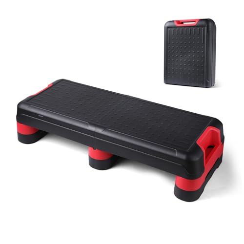 33.5" Foldable Aerobic Step Platform for Home Workout, Step Up Box Exercise Stepper with 3 Heights, Space-Saving Cardio Equipment for Complete Fitness