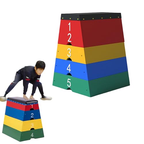 Kids Jumping Boxes for Training, 4 in 1 Stackable Soft Plyo Box, Plyometric Jump Box, Kids Exercise Jumping Trainer for Primary School, Kindergarten, Training Room, PE Class