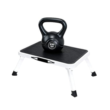 OLIXIS Foldable Step Stool, 330lbs Capacity Sturdy Metal Foldable Stool - size: 1 Step