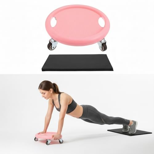 HANABASS Four-Wheel Ab Roller with Knee Mat Multi-Directional Silent Abdominal Exercise Wheel for Home Core Strengthening and Full Body Workout Non-Slip Fitness Sliding Board